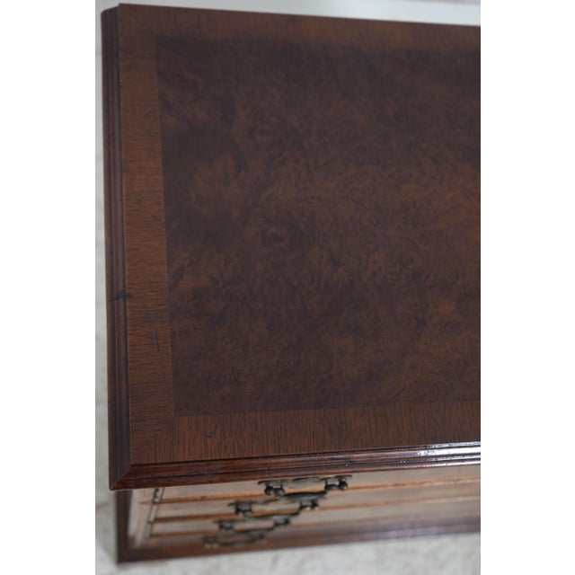 Baker Burl Walnut English Style Bachelors Chest For Sale - Image 15 of 17