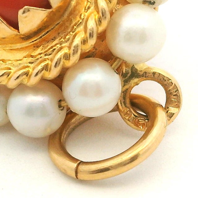 Italian Coral and Pearl Pendant in 18k Gold – Torre Del Greco, 1970s For Sale - Image 12 of 12