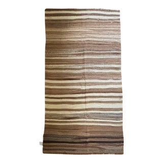 Vintage Striped Kilim | Undyed Organic Wool | 4'3" X 7'11" For Sale