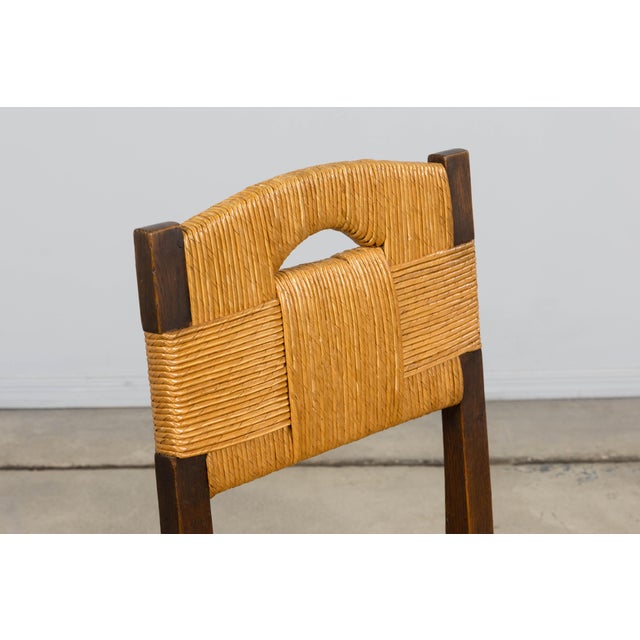 Brown Antique French Provincial Oak Rush Seat Dining Chairs - Set of 6 For Sale - Image 8 of 18