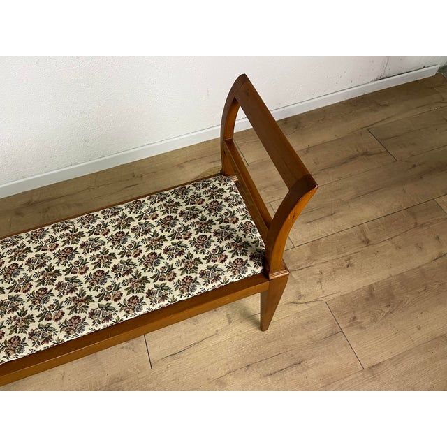 Brown Italian Wooden and Fabric Bench with Pin Legs, 1950s For Sale - Image 8 of 9