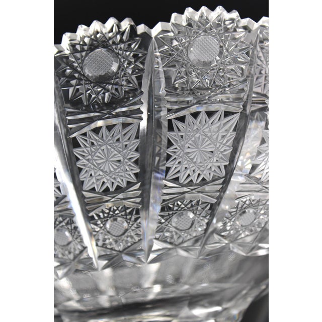 Vintage Bohemian Czech Cut Crystal Footed Centerpiece, Large Brilliant & Heavy For Sale In Dallas - Image 6 of 11