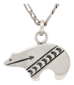 Vintage Southwestern Sterling Silver Bear Pendant for a Necklace
