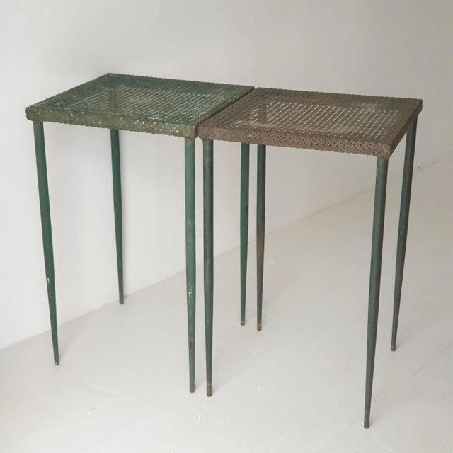 Perforated Sheet Metal Side Tables by Mathieu Matégot, 1950s, Set of 2 For Sale - Image 6 of 6