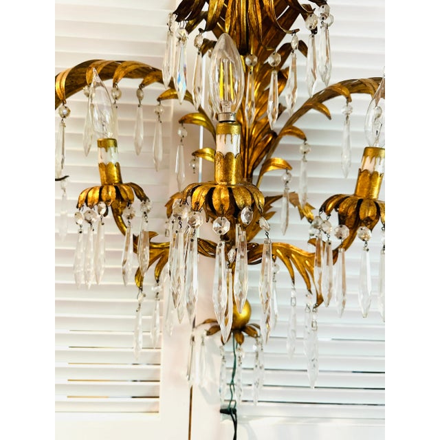 Metal Vintage Palm Tree Tole Sconce For Sale - Image 7 of 10