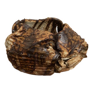 Raku Abstract Pottery Bowl For Sale