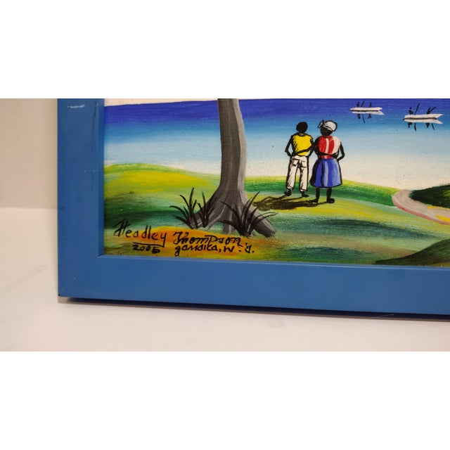 African Headley Thompson Jamaica West Indies 2005 Ocean Scene With Hut For Sale - Image 3 of 9