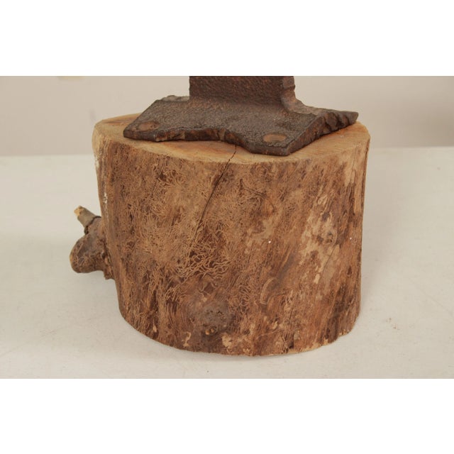 Early 20th Century Vintage Small Iron Anvil Mounted on Wooden Block For Sale - Image 5 of 12