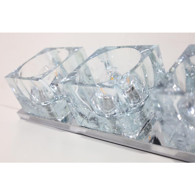 Lightolier 1960s Murano Block Glass Sconce or Ceiling Light by Gaetano Sciolari for Lightolier - Set of 4 For Sale - Image 4 of 9