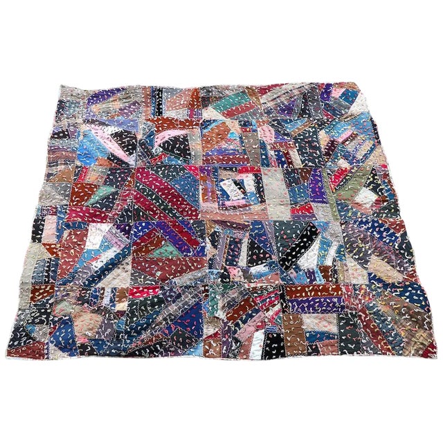 Graphic Antique Tied Quilt For Sale