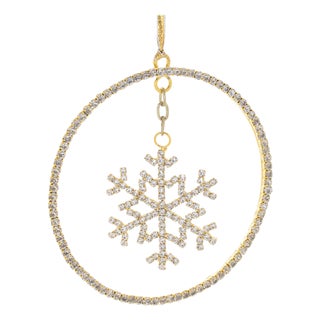 Jeweled Metal Hanging Snowflake Ornament (Set of 12) For Sale