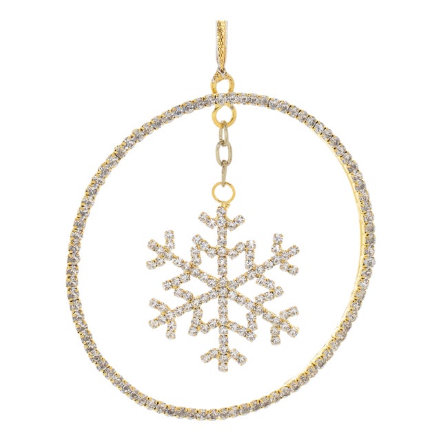 Jeweled Metal Hanging Snowflake Ornament (Set of 12) For Sale