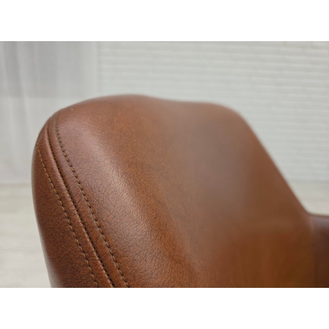 Danish Leatherette Armchair with Teak Legs, 1970s For Sale - Image 4 of 18
