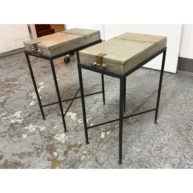 Design Plus Gallery presents a pair of the Metal Storage Side Tables by Lisa Luby Ryan Collection for Arteriors Home. The...