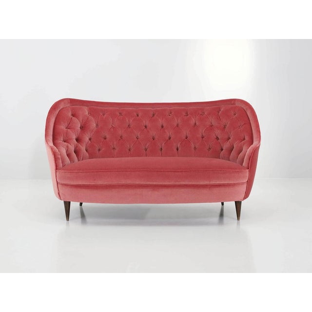Love Sea Sofa with Tufted Back in Dust Rose Velvet by Gio Ponti, Italy, 1950 For Sale - Image 10 of 10