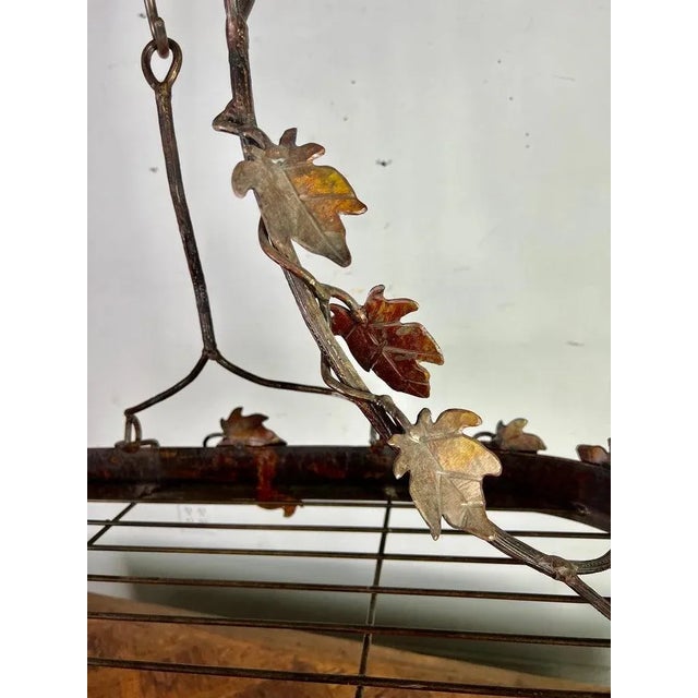 Copper Wrought Iron Pot Rack With Grapevine Design, Distressed Finish For Sale - Image 8 of 10