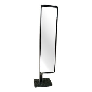 Vintage Italian Floor Mirror in Aluminum and Green Marble, 1970s For Sale