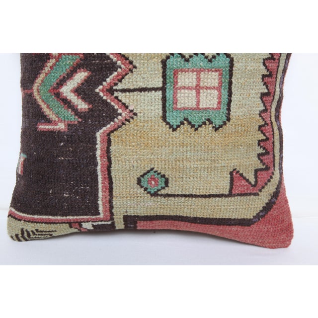 Mid 20th Century One of a Kind Handwoven Rug Pillow Cushion Cover -16'' X 16'' For Sale - Image 5 of 10