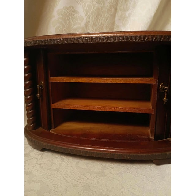 1960s Jewelry Armoire Box With Drawers Whimsigoth Tambour Keepsake Chest Vanity Top Dressing Table Dark Academia Victorian Gothic Revival Decor For Sale - Image 11 of 16
