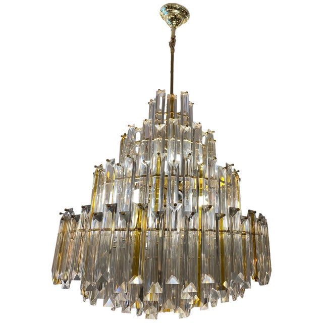 1960s Crystal Chandelier with Gold Accents by Paolo Venini, 1960s For Sale - Image 5 of 5