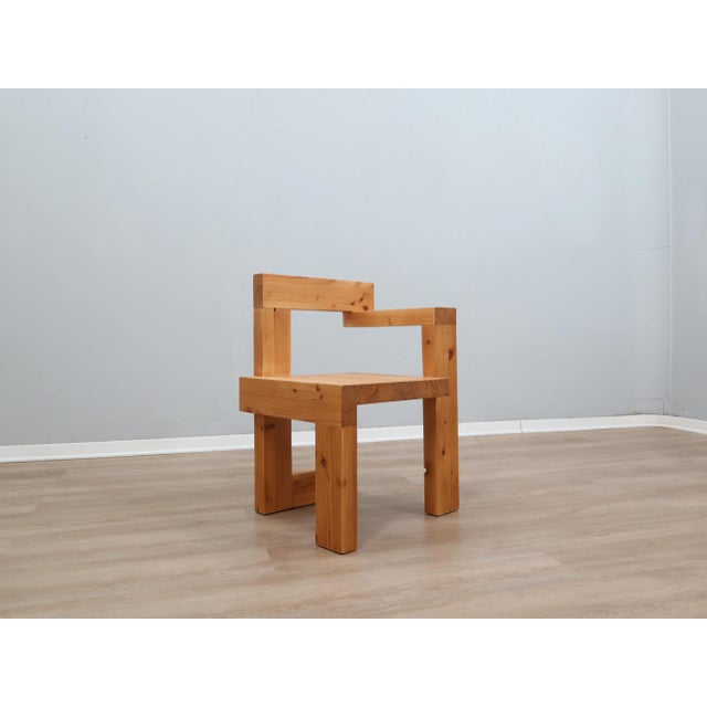Steltman Chair in Larch Wood from Gerrit Rietveld, 1980s For Sale - Image 14 of 14