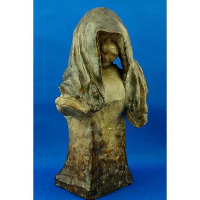 Large 20th Century Terracotta Bust of a Peasant Lady by Ciseau for Goldscheider, Austria For Sale - Image 6 of 18