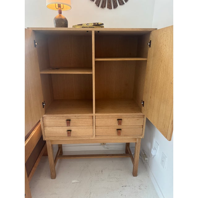 Kurt Ostervig Oak Cabinet With Leather Pulls For Sale - Image 18 of 18