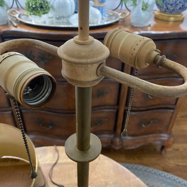 Mid 20th Century Vintage Mid Century Modern Walnut Brass Skinny Table Lamp Original Gunmetal Drum Shade For Sale - Image 5 of 12