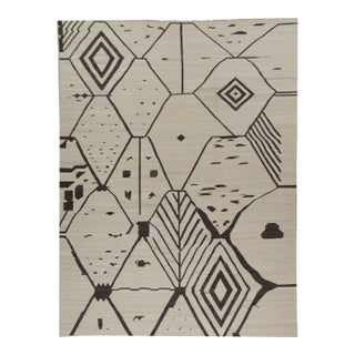 Beige Scandinavian Flatweave Hand Woven Wool Rug, 14ft X 15ft For Sale
