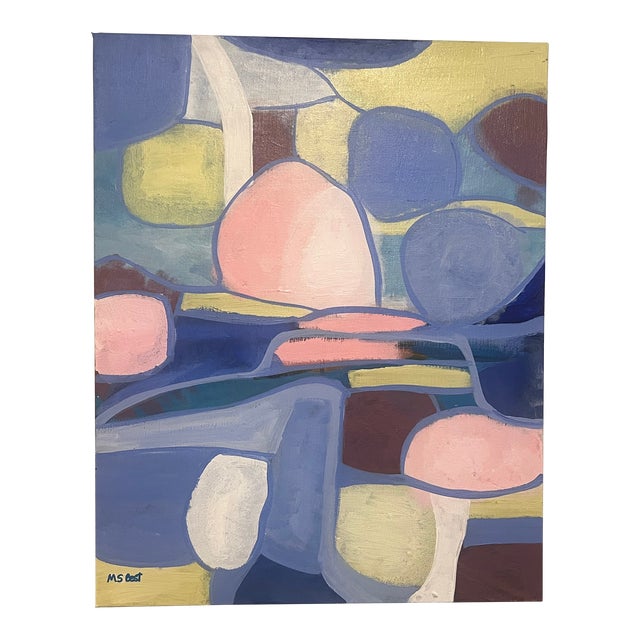 “Seaglass,” Colorful Modern Abstract Geometric Acrylic Painting on Stretched Canvas, Signed, Dated For Sale