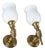Mid-Century Brass and Opaline Glass Wall Sconces in the style of André Arbus, France, 1950s, Set of 2 For Sale