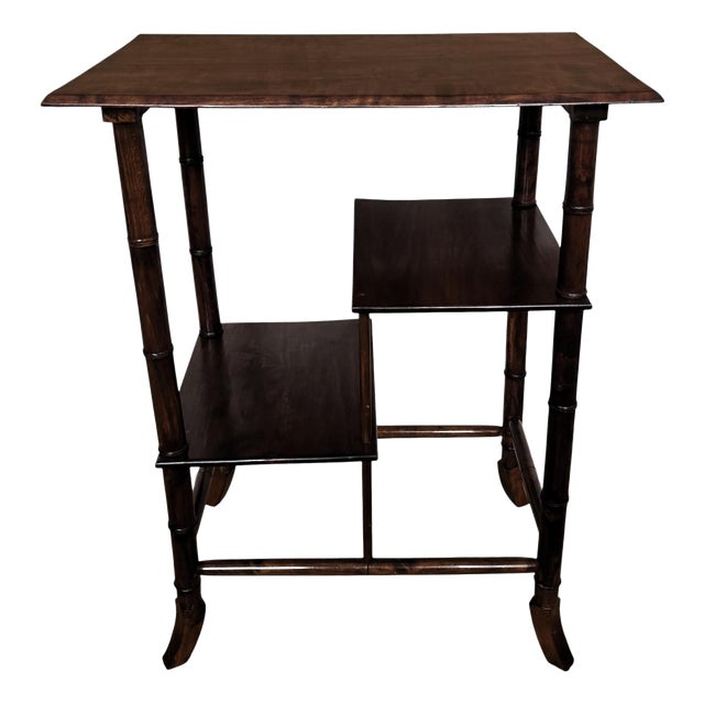 Mid-Century Italian Faux Bamboo Wooden Dry Bar Cabinet Table, 1960s For Sale