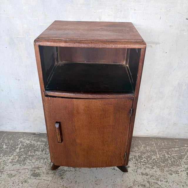 1950s Oak Bedside Cabinet and Compact Utility Cupboard, 1950s For Sale - Image 5 of 7