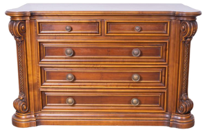 Carved Walnut Chest of Drawers with Mirror, Roncoroni, Italy