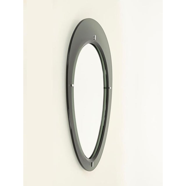 Glass Large Olive Green Teardrop Beveled Mirror by Cristal Arte, Italy, 1960s For Sale - Image 7 of 15