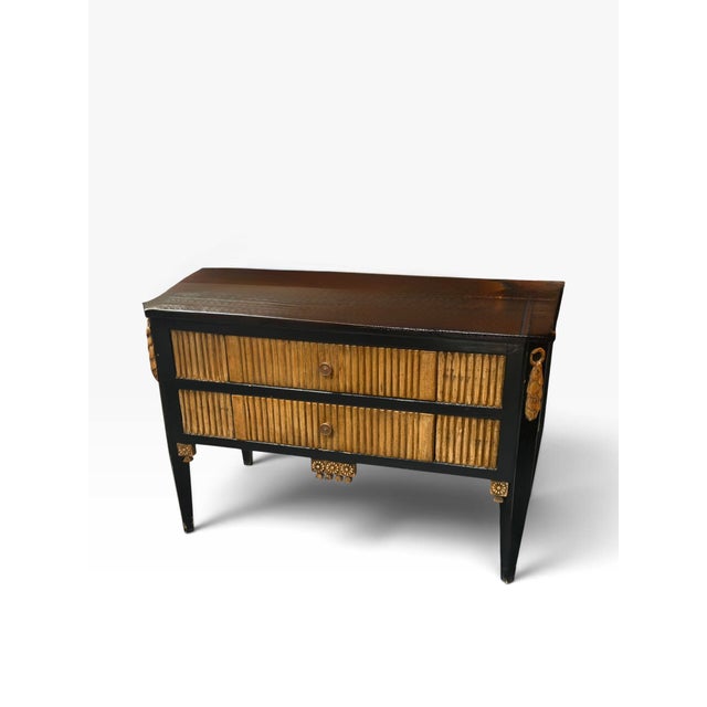 Art Deco Style Ebonized & Giltwood Chest of Drawers Nightstand Commode For Sale - Image 4 of 5