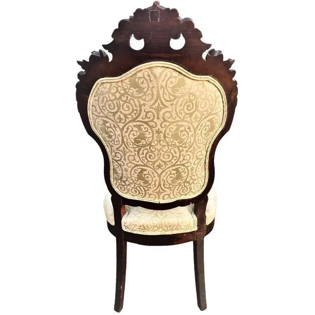 Antique Austro-Hungarian Heavily Carved Walnut Side Chairs - a Pair - 19th Century For Sale - Image 4 of 13