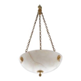1920s Chandelier Empire Style Alabaster Italian For Sale