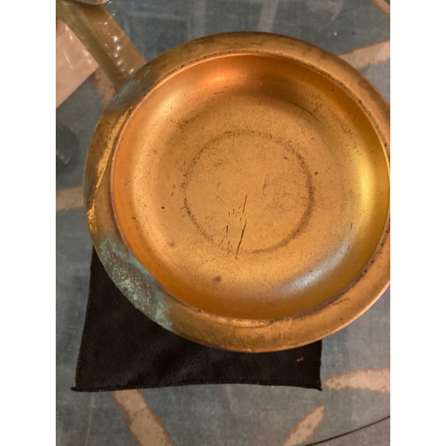 Late 19th Century Antique Late 19th Century Brass Art Nouveau Woman Holding a Bowl For Sale - Image 5 of 12