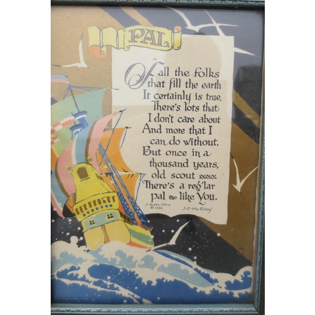 Antique Art Deco Motto Print, Original Frame 1926 For Sale In New York - Image 6 of 7