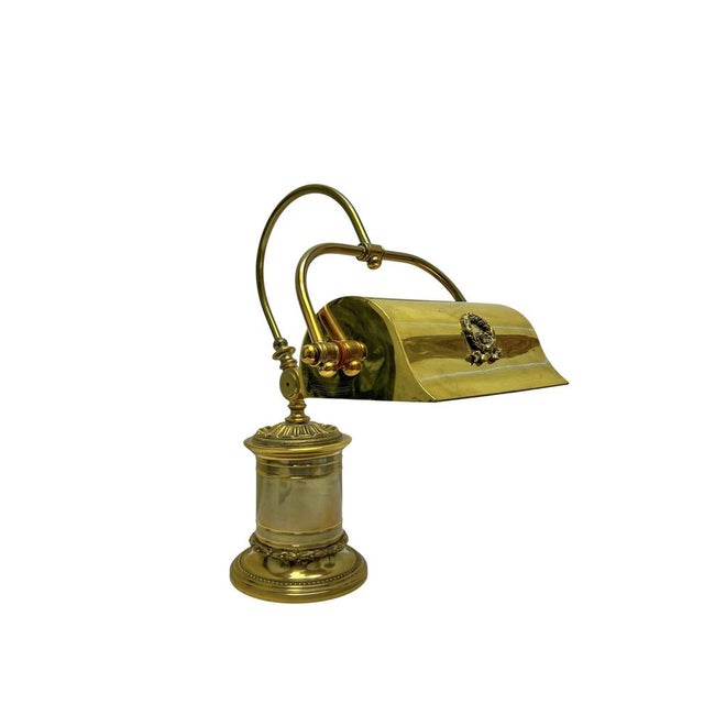 French Adjustable Bankers Desk Lamp in Brass, 1960s For Sale - Image 6 of 17