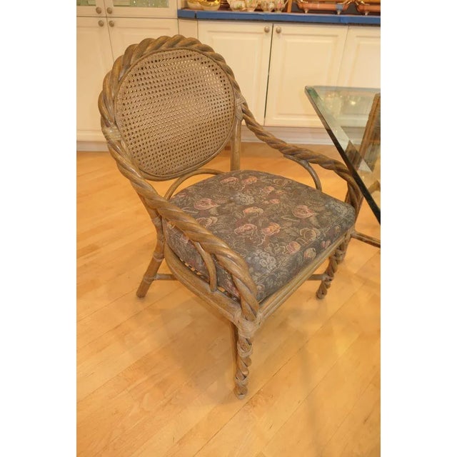 Rare Vintage McGuire Twisted Rattan 5 Piece Dining Set For Sale - Image 6 of 12