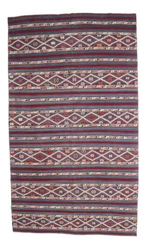 Handwoven Vintage Traditional Turkish Wool Flatweave Kilim Rug