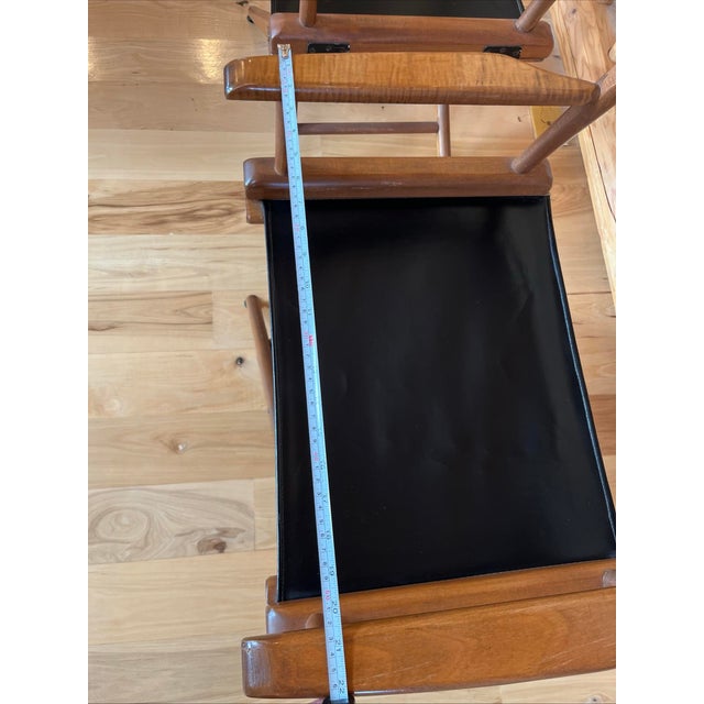Vintage Mid-Century Black Leather Distressed Directors Chair For Sale - Image 12 of 12