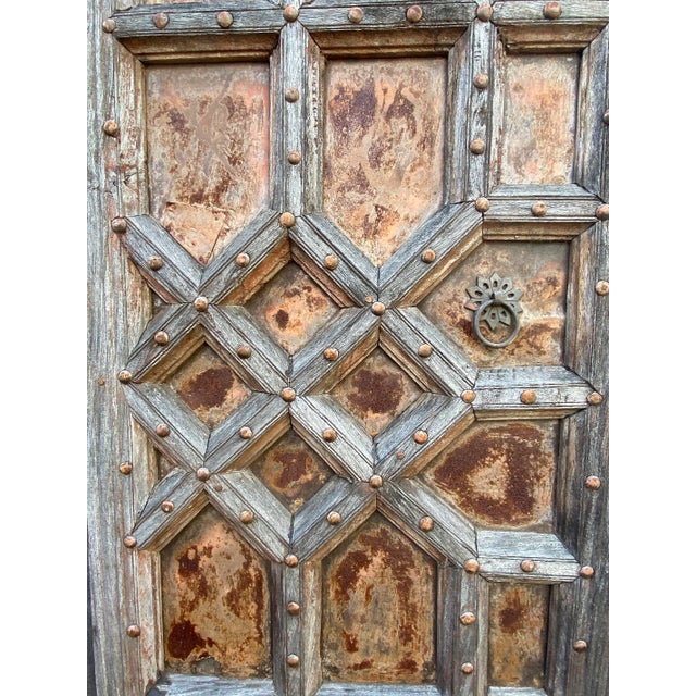 Antique Old Indian Wood & Iron Doors For Sale In Los Angeles - Image 6 of 8