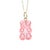 14k Yellow Gold Pink Translucent Resin Gummy Bear Pendant Necklace For Sale In New York - Image 6 of 8