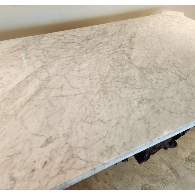 Antique Italian Renaissance Revival Library Dining Table Marble & Mahogany For Sale - Image 11 of 13