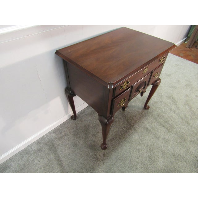 Item: Henkel Harris solid mahogany low boy. Age: 1980's. Details: Dovetailed drawers. Measurements: 31" width, 20.50"...