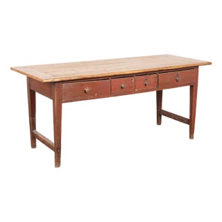 Early 19th Century Swedish Original Red Painted Pine Work Console Table For Sale