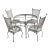 Vintage Rare 1960's Russell Woodard Attributed Mesh Wrought Iron Patio Glass Table and 4 Chairs For Sale